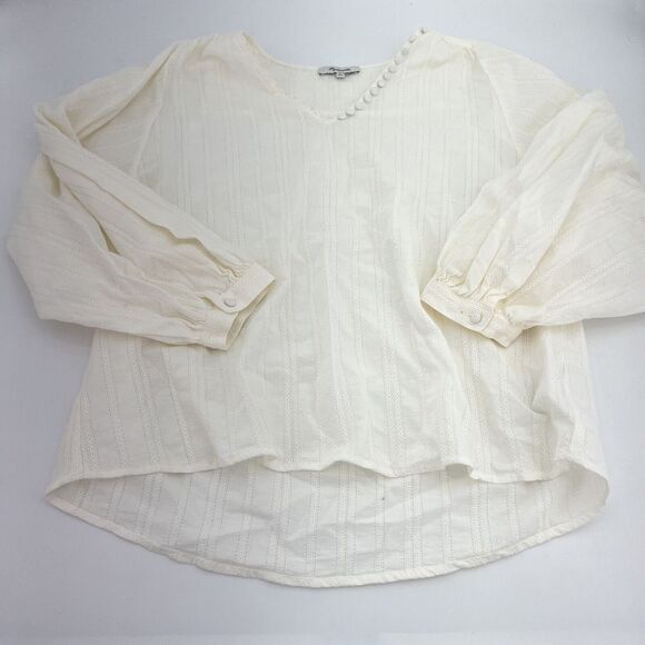 Madewell Cream Long Sleeve Textured Blouse Size Medium - Picture 1 of 5